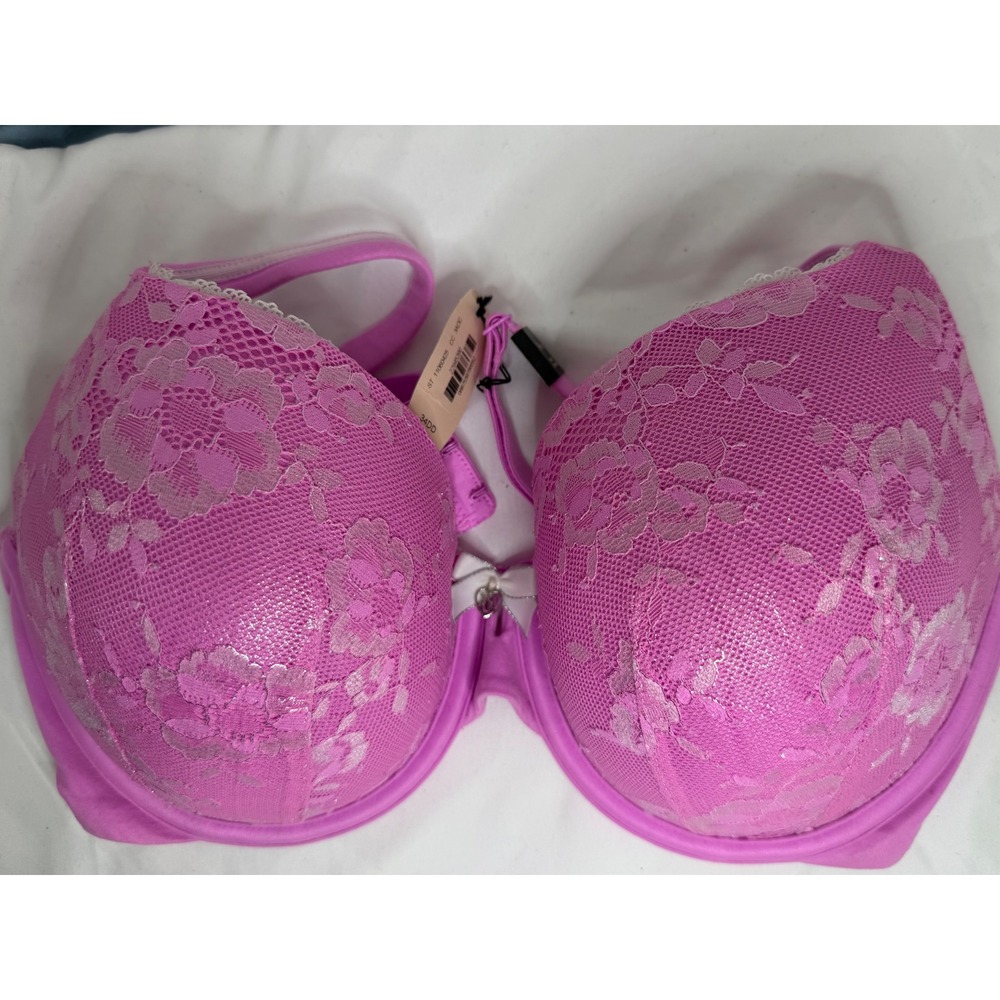 Victoria's Secret Bra Women 34DD Pink NWT Lined Perfect Coverage Floral Lace